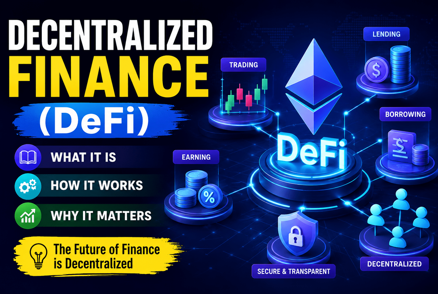 Read more about the article Decentralized Finance (DeFi): What It Is, How It Works, and Why It Matters