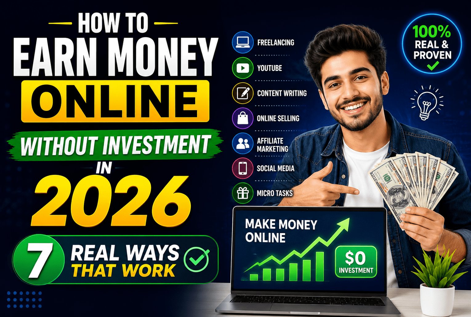 Read more about the article How to Earn Money Online without Investment in 2026: 7 Real Ways That Work