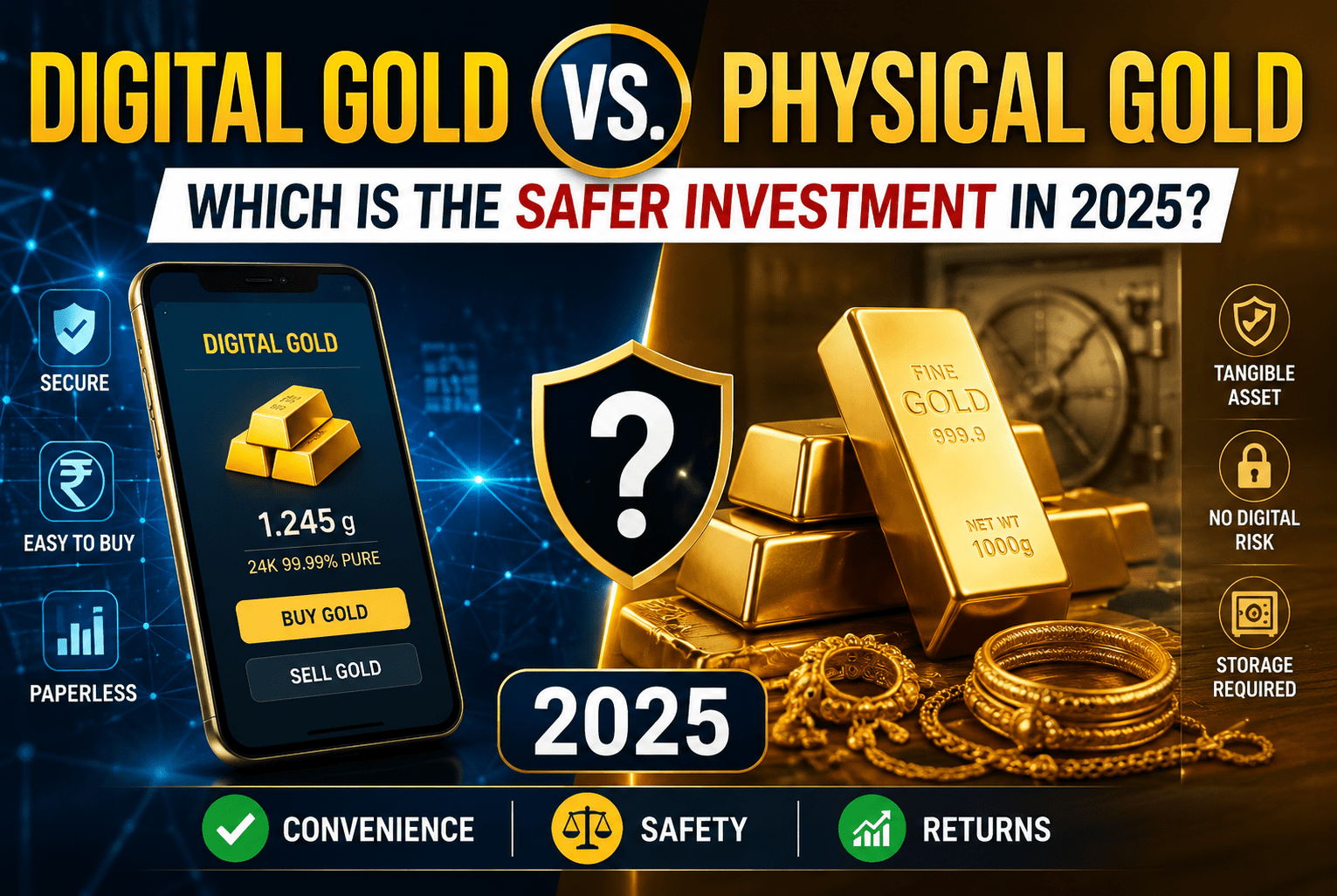 Read more about the article Digital Gold vs. Physical Gold: Which Is the Safer Investment in 2025?